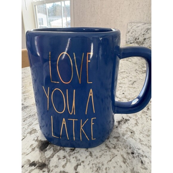 Rae Dunn Other - *NEW* Rae Dunn Love You Like A Latke Blue Gold Coffee Tea Hot Chocolate Mug